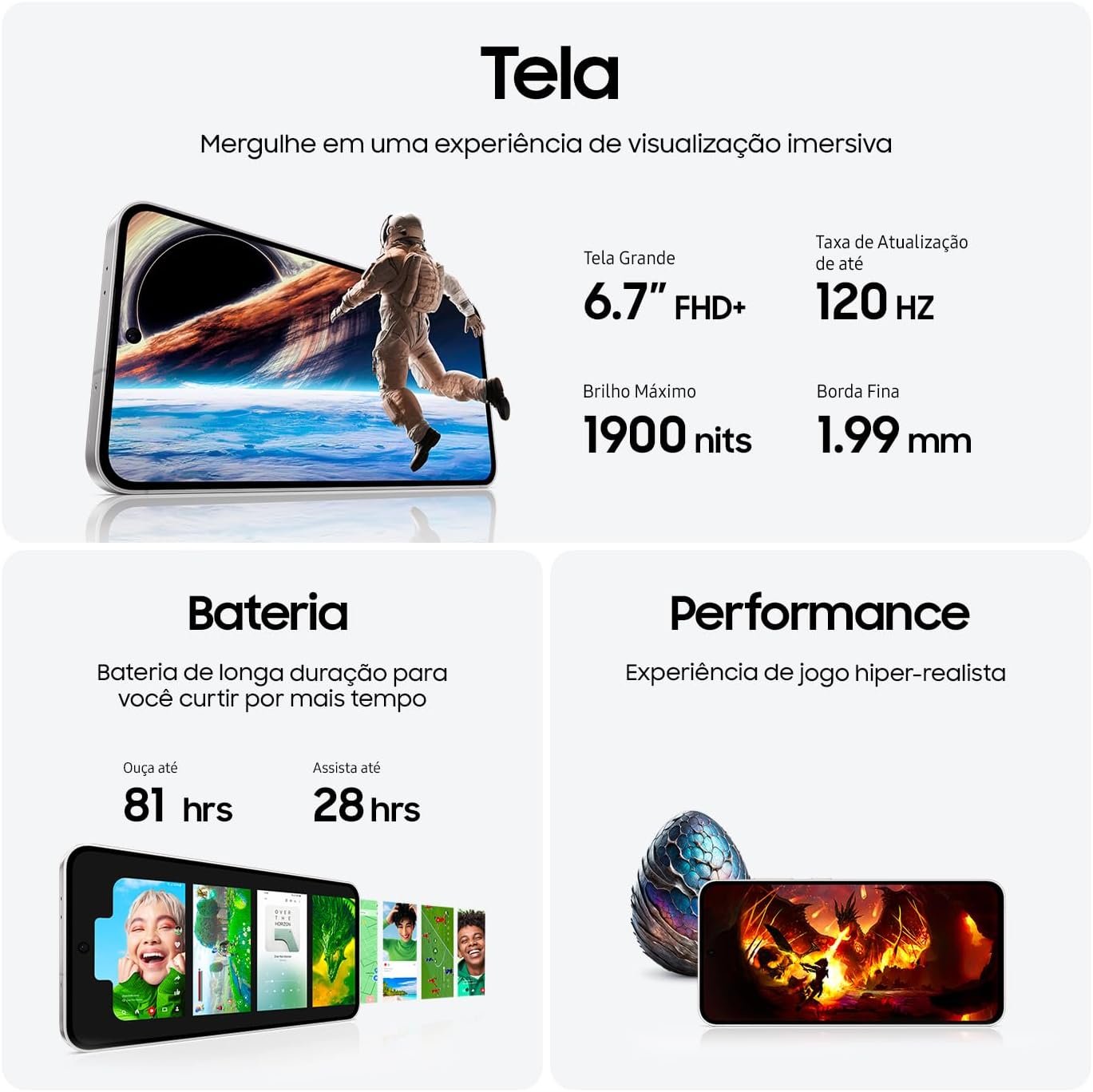 Samsung Galaxy S24 FE 5G 256GB 8GB RAM Tela 6.7" Câm. Tripla 50+12+8MP Frontal 10MP, Galaxy AI - Grafite - Image 4